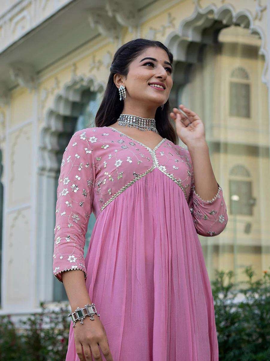 Women's Rayon embroidery work Georgette Fit & Flare Dress - Image 4